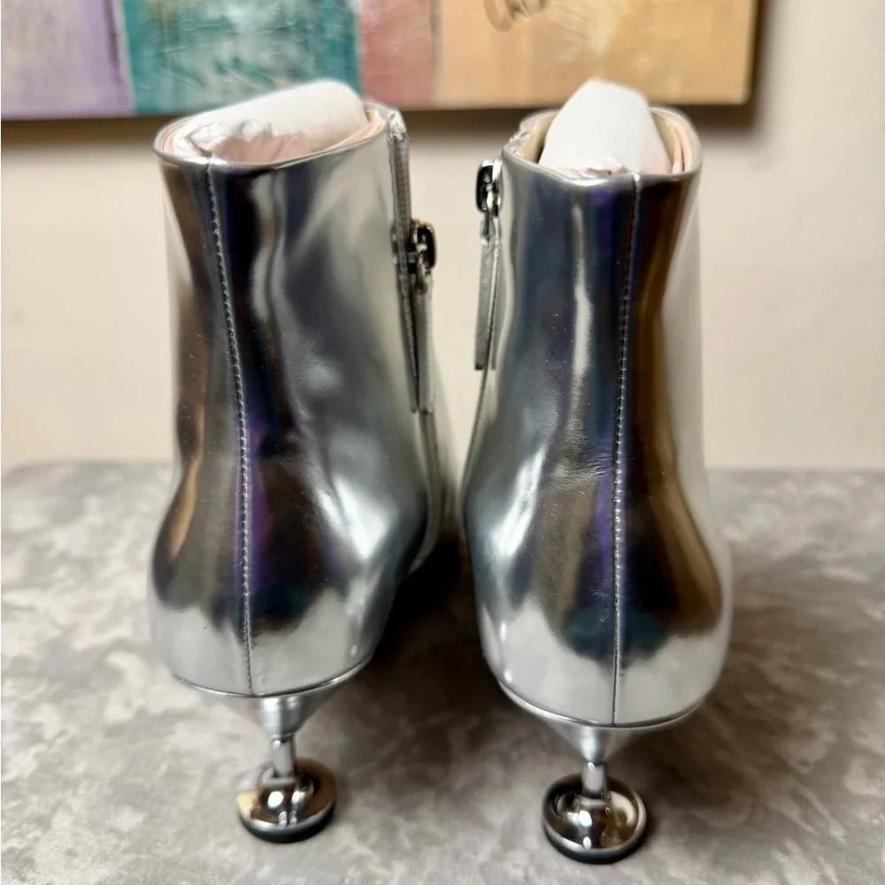 Brand New Kate Spade Silver Garnish Zip Up Ankle Boots Size 9 - Picture 15 of 16